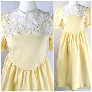 VINTAGE Girl’s Therese Heirloom Dress Pastel Yellow White Size 12